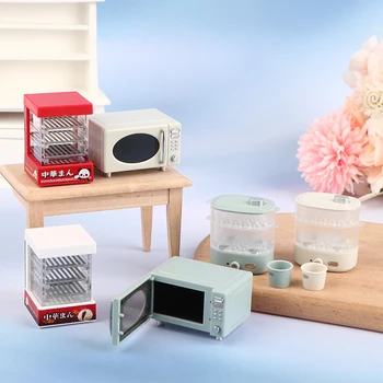 1:12 casă de Păpuși în Miniatură Micro-val Cuptor de Pâine Cabinet Caseta de Abur Electrice de uz Casnic Model Decor Jucărie Casa Papusa Accesorii 5