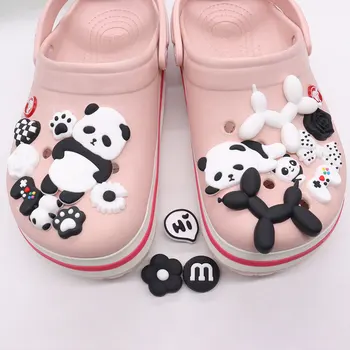 1-18Pcs PVC Gamepad Hi Panda Animale Bowknot Pantofi Decoratiuni Adorabil Papuci de casă Butonul Fit Băieți Fete Croc Jibz Farmece 14
