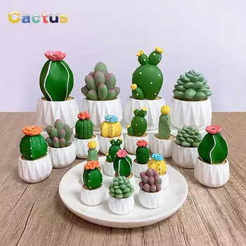 1/4buc casă de Păpuși în Miniatură Suculente în Ghiveci Planta Cactus Bonsai Model Decor Acasă Jucărie Micro Peisaj Mașină Desktop Ornament 1