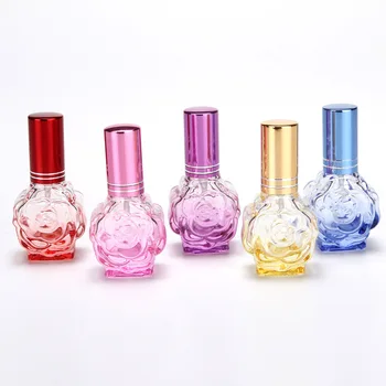 1 buc 10ml Rose Forma de Sticla de Parfum de Înaltă Calitate de Sticlă Colorată Sticla cu Pulverizator de Călătorie Portabil Eșantion de Distribuire Sticlă Sticlă Goală