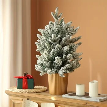 1 buc, Pom de Crăciun, Cu Bazin de Aur Cedru de Simulare Copac, Alb Flocking Simulare Zăpadă Pom de Crăciun,Festivaluri Decor 2
