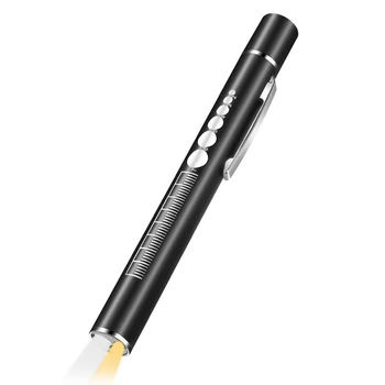 1 BUC USB Reîncărcabilă -la Îndemână Creion Negru, Lumină din Oțel Inoxidabil Buzunar Lanterna Led-uri 17