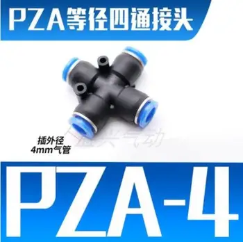 100BUC PZA PZA4 4mm Aer Montaj 4-Way Cruce în Formă de Splitter Împinge în Pneumatice Tub Conector Rapid Accesorii