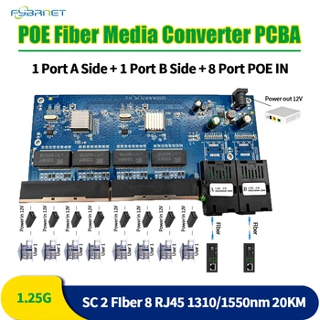 10buc Inversă POE Gigabit 2Fiber 8RJ45 10/100/1000M Ethernet Fiber Optic Media Converter PCBA Bord 3