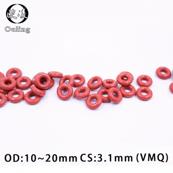 10BUC/lot Roșu Inel de Silicon Silicon/VMQ OANA inel de 3.1 mm Grosime OD10/11/12/13/14/15/16/17/18/19/20mm Cauciuc O-Ring de Etanșare Garnitură 14