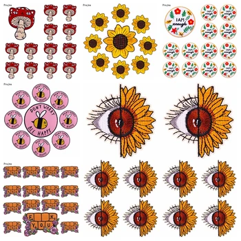 10BUC/o Mulțime de Floarea soarelui Fier Pe Patch-uri Brodate Pentru Îmbrăcăminte Thermoadhesive Patch-uri de Pe Haine de Desene animate Scrisoare Patch Insigna 7