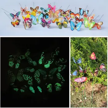 10cm Culoare Mixt Gazon Yard Decor 3D Fluturi Luminoase Glow În Întuneric Gradina Decor Artificial Fluture cu Tije 15