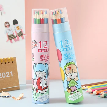 12 Creioane Colorate Din Lemn Natural Colorate, Creioane De Desen, Creioane Pentru Birou Școală Pictura Artist Schiță Consumabile 15