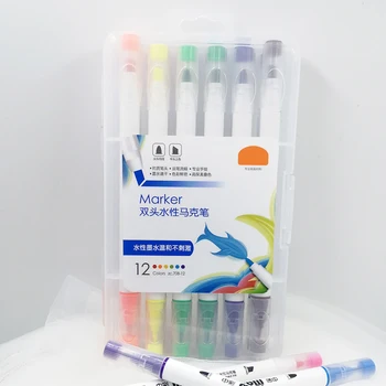 12 Culori Creion Cu Două Capete Culoare Perie Moale Marker Art Marker Set Artă Papetarie Scoala Rechizite De Birou