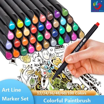 12~100 de Culori Linie Cârlig Set de Pix, Fineliner Culoare Desen Pixuri, pensula pictură, Acuarelă, Creion, Lavabil Art Specifice Ac 10