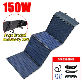 150W Solar Pliabil Sac cu Suport Portabil de Călătorie în aer liber Camping Mobile Power Bank de Urgență USB + DC de Ieșire Încărcător Dispozitiv 10
