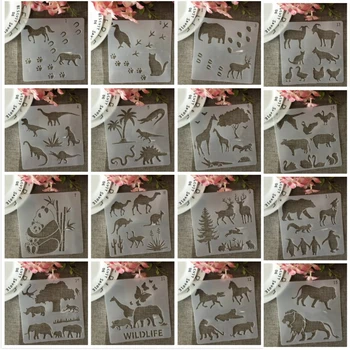 16Pcs/Set 15cm Animale de Dinozaur, Leu DIY Stratificare Sabloane Pictura Album de Colorat Relief Album Decorative Șablon