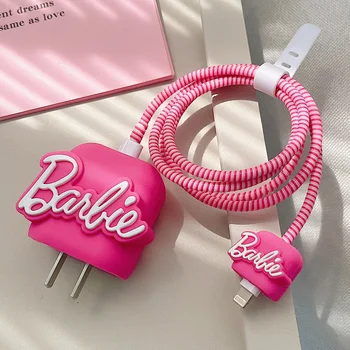 18/20W pentru Iphone Barbie Roz de Încărcare de Protecție a Capului de Maneca Mobil Apple Desene animate Anime Fete Accesorii Cablu de Date Acoperi Caz 1