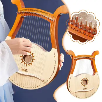19 Siruri De Caractere Harpa Harpa, Lira Din Lemn De Mahon, Siruri De Caractere Harpă Tuning Cu Piese De Schimb Cheie Instrument De Coarde Muzicale Incepator V6b8