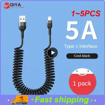 1~5PCS 66W 5A Rapid de Încărcare de Tip C Tip C Cablu Pentru Redmi OnePlus Încărcător de Telefon de Primăvară Telescopic Auto USB C 4