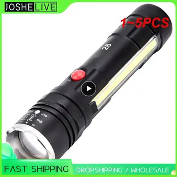1~5PCS Puternic Lanterna LED-uri COB Lumina de Lucru cu Magnet USB Tactice 4 Moduri de Pescuit Impermeabil Felinar 18650 Zoom