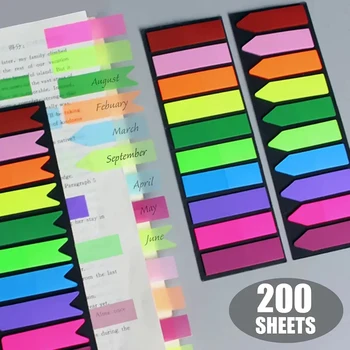 200pcs Culoare Autocolante Transparente, Fluorescente Index File Steaguri Notă de Lipicios Papetărie Copii de Hârtie Student Rechizite de Birou 4