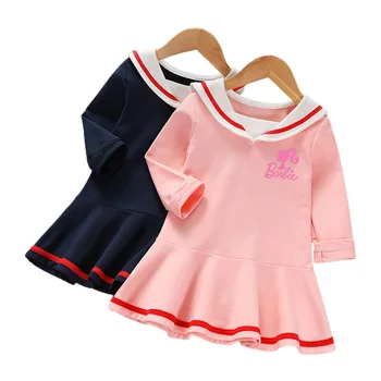 2023 Noi Kawaii Copii Barbie Fete Dress Copii De Primavara Toamna Cu Mâneci Lungi Stil Preppy Dulce Fusta Haine De Moda Cadouri 19