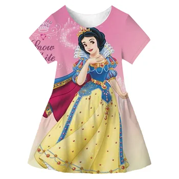 2023 Vară Albă ca Zăpada Fete Dress Print Rochii de Botez, Rochii de Printesa Rochie de Ziua de naștere Seria Disney Baby Girl Haine 1-10Y 7