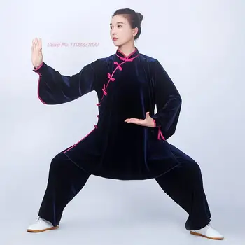 2024 chineză atât de kung-fu, tai chi îmbrăcăminte arte marțiale, taijiquan wushu uniformă îmbunătățit catifea topuri+set de pantaloni tai chi exercitii haine 19
