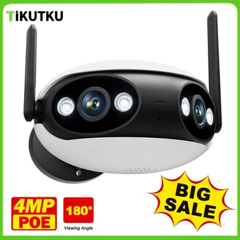2K 4MP POE Dual Lens Camera Glonț în aer liber, WiFi 180° cu Unghi Larg Ultra Protecție de Securitate CCTV de Supraveghere Video Inteligent Acasă 6