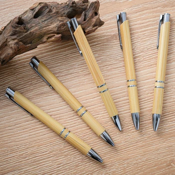 36PCS Apăsați bamboo pen en-gros de afaceri cadou de promovare publicitate pen disponibil în stoc bambus pix 2
