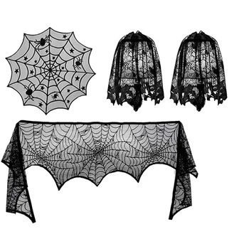 4 Buc Păianjen Negru de Halloween, fata de Masa din Dantela, de Halloween Decoratiuni Petreceri și Scary Movie Nights 14