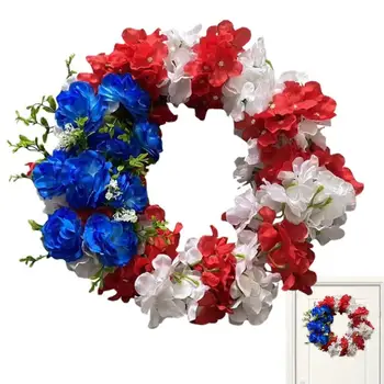 4 iulie Coroană Coroană de flori Vacanță Festivalul de Ghirlanda Decor Memorial Day Coroană Coroană de flori Vacanță Patriotic Decor Ușa din Față 4