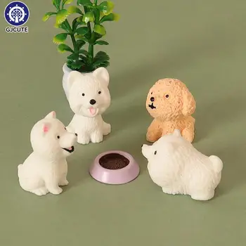 4buc/set Păpuși Simulat Câine de Companie Model in Miniatura Ghivece cu animale de Companie Casa de Ornament 1/12 Casă de Păpuși Decor Cameră de zi Accesorii