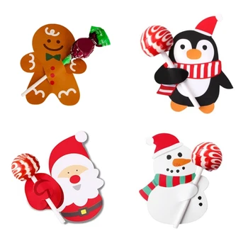 50pcs Crăciun Lollipop Pachet Card de om de Zăpadă Moș crăciun Ambalaj de Bomboane de Carduri Cadou 5