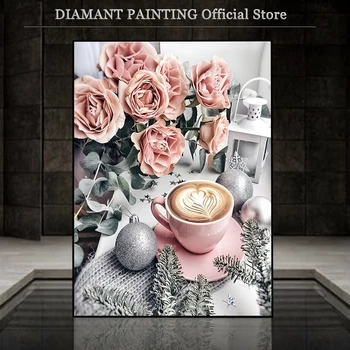 5D Nou Diamant Pictura Flori Roz Complet Piața Diamant Rotund Broderie Ceașcă de Cafea Cusatura Cruce Mozaic Vânzare DIY Decor de Perete de Arta 21