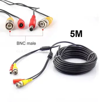 5m Camera CCTV Cablu BNC DVR Recorder Video de Sistem Wire DC Plug de sex Masculin 5.5mmx2.1mm Putere de Supraveghere de Securitate 11