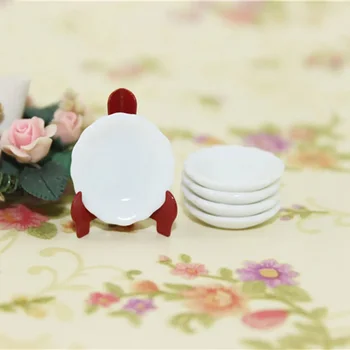 5Pcs 1/12 Casă de Păpuși Miniaturale din Ceramică, produse Alimentare Placa de Simulare Bucătărie fel de Mâncare Jucarii Model de Mini-casă de Păpuși Decor Accesorii 3