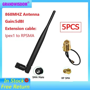 5pcs 868/915MHZ Câștigul Antenei de 5dbi SMA male GSM lora antene retelistica pentru lorawan CC1101 modul ipex 1 SMA female coadă Cablu de Extensie 1