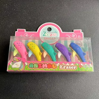 5Pcs/cutie Pește Amuzant Eraser pentru Copii, Școala de Cauciuc Drăguț Eraser Rechizite 7