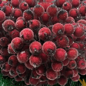 80/20buc Artificiale Holly fructe de Padure Mini Simulare Cherry Stamen Berry Mată Cap Dublu Fals fructe de Padure Pentru Petrecere de Craciun Decor 18