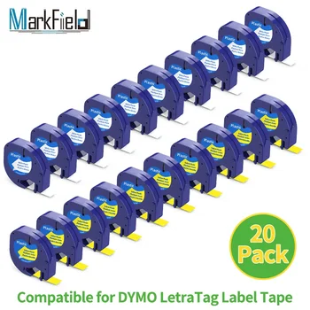 91202 91201 59422 Compatibil pentru Dymo Letratag Cartuș de 12mm din Plastic Etichetă Casetă de culoare Albă pentru LetraTag LT-100H Labelmaker 200B QX50 8