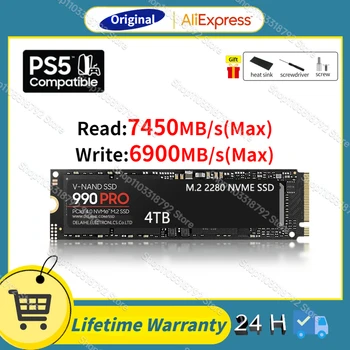 990 Pro cu Radiator SSD Nvme M2 de 1TB, 2TB 4TB Intern Solid state Disk Hard Disk PCIe 4.0 NVMe M. 2 SSD pentru Laptop Desktop Ps5 14