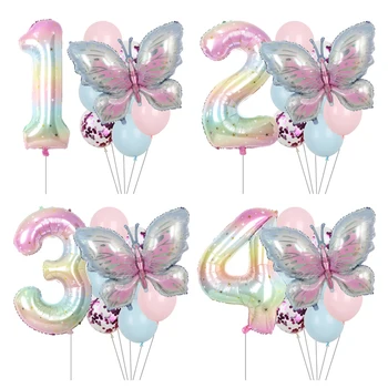 9pcs Fluture Violet Baloane 38inch Cerul Înstelat Numărul de Balon Copii Băieți Fete Petrecere Decoratiuni Copilul Spectacol Petrecere de Decor 13