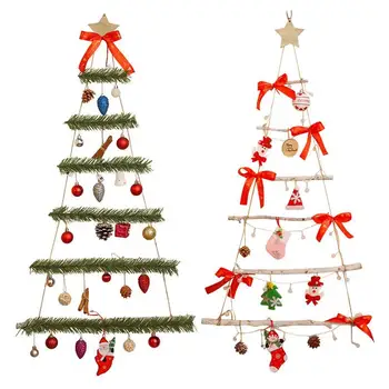 Agățat De Perete Din Lemn Aprins Pomul De Crăciun Decor De Perete Cu Mos Craciun Si Clopotei Artificiale Ornamente Decorative Pentru Camera De Zi 21