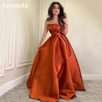 Amanda Sexy de Pe Umăr فساتين سهره فاخره2023 Portocaliu Noblețe a-line Rochii de Bal Elegant Etaj Lungime Vestidos De Noche 13