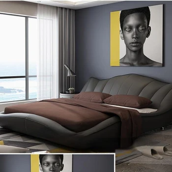 America piele naturala cadru de pat Moderne, Paturi Moi Acasă Mobilier de Dormitor cama muebles de dormitorio / camas quarto 14