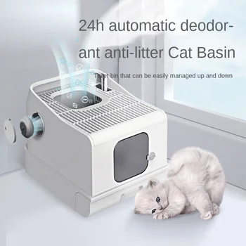 Animal de casă Pisică Litiera Spațiu Mare Cat Toaletă Splash-dovada Deodorant Plosca cu Miros Purificator de 24 de Ore Automat de Dezodorizare 11