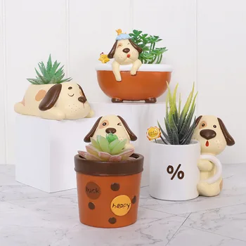 Animale De Desene Animate Model În Miniatură Suculente Ghiveci Creative Rășină Câine Plante Bonsai Oală Meserii Decoratiuni De Gradina, Accesorii 4