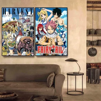 Anime Fairy Tail Poster autoadeziv Arta Poster Retro Kraft Hârtie Autocolant DIY Camera Bar Cafenea Vintage Pictura Decorativa 10