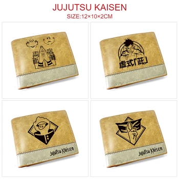 Anime Jujutsu Kaisen Pu Kaki Portofel Scurt Bifold Din Piele Fotografie Titularul Cardului De Monedă Student Băieți Și Fete Desene Animate De Imprimare Posete Cadou 18