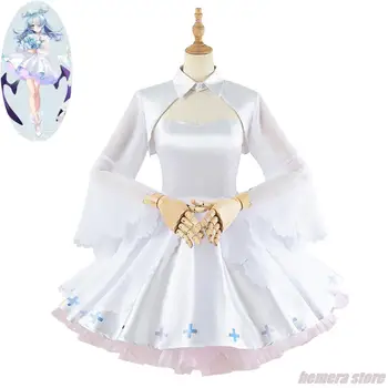 Anime Vtuber NIJISANJI Elira Pendora Cosplay Costum Lazulight 1-a Aniversare Rochie Albă de Prințesă Fusta Femeie Sexy Costum Petrecere 9