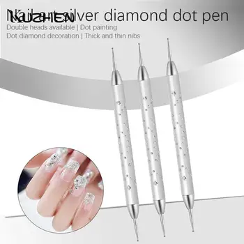 Argint Rupt Diamond Nail Linie Creion de Manichiura Instrument Dual-a Încheiat Nail Art Dotting Pixuri UV Gel de Pictura de Gaurit Model de Desen, Pixuri 18