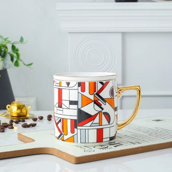 Aur Ceramice de Călătorie Cana de Cafea High-end Stil Britanic de Lux Lumina Personalizate Cana de Apa mic Dejun Cafea cu Lapte Cesti Si Cani 6