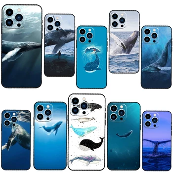 Balena albastră Telefon Caz Pentru iPhone 13 12 11 14 15 Pro Max Mini XS X XR 7 8 Plus SE 2020 Moale Caz Acoperire 2